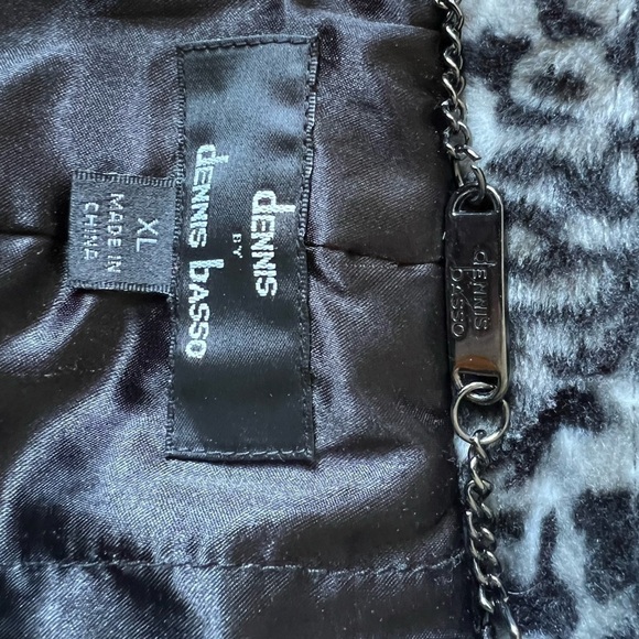 Dennis Basso Faux Fur Black/White Leopard Coat Size XL - Picture 6 of 7